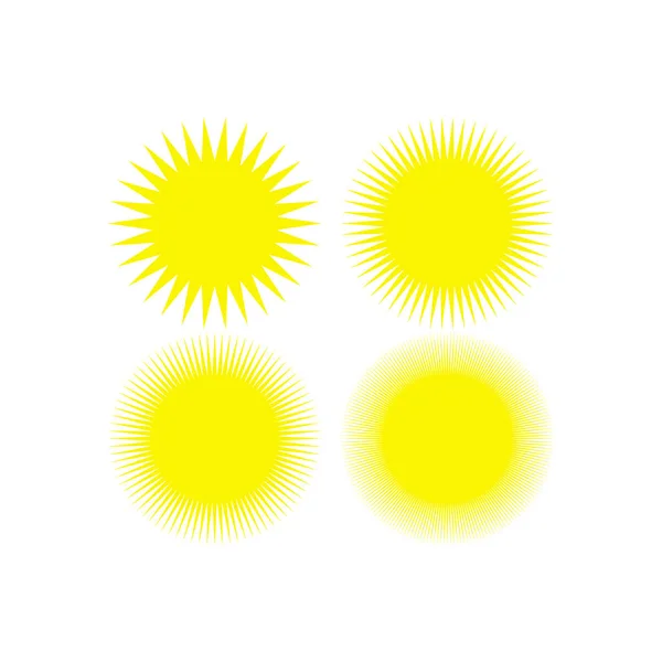 Set of yellow Sun Icons. Vector Illustration — Stock Vector