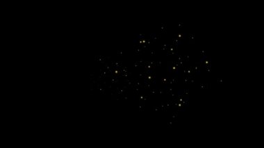 Yavaş Hareket Siyah Arka Plan Üzerinde Flare ile Güzel Altın Yüzen Toz Parçacıkları. Bokeh ile Havada Dinamik Rüzgar Parçacıkları Looped Animasyon. 4k 3840x2160