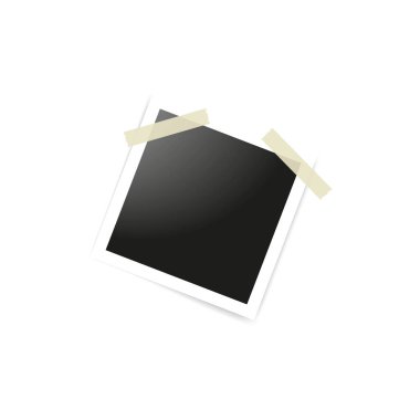 Koli bandına yapıştırılan boş fotoğraf karelerinin beyaz arka plana toplanması. Tasarım için şablon mockups. Vektör çizimi