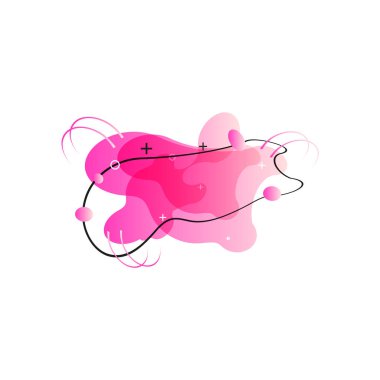 Akan sıvı şekillerle degrade geometrik afiş. Dinamik akışkan tasarım logo, broşür veya presentstion. Soyut vektör arka plan