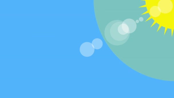 Zonneschijn pictogram animatie met blauwe achtergrond. Ikoon ontwerp. Video Animatie. Heldere zon geïsoleerde cartoon animatie — Stockvideo