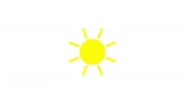 Animace ikon slunečního svitu s bílým pozadím. Design ikon. Video animace. Izolovaná animace kreslených filmů s jasným sluncem