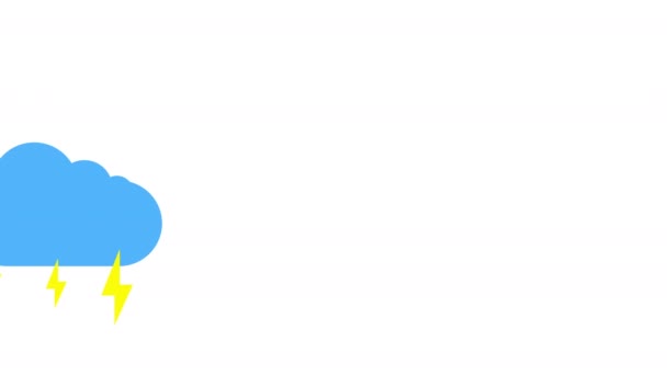 Анимация иконок солнца, облаков и грозы на белом фоне. Дизайн икон. Видео анимация. Изолированная анимация яркого солнца — стоковое видео