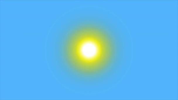 Sunshine animation med blå bakgrund. Videoanimering. Bright sön isolerad — Stockvideo