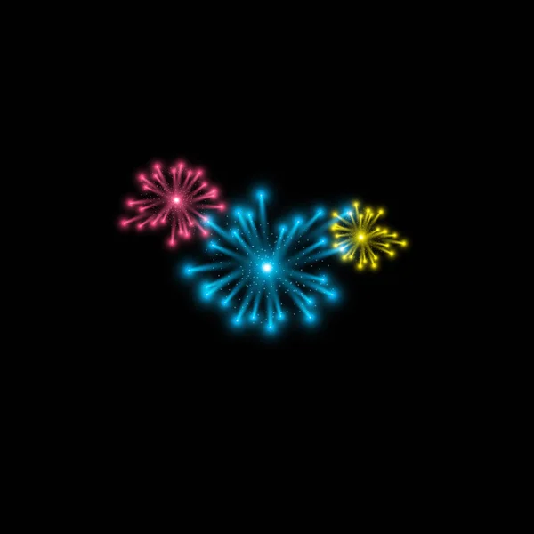 Feux d'artifice lumineux. Collection vectorielle multicolore de feux d'artifice lumineux — Image vectorielle