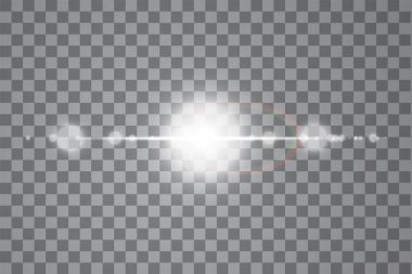 Şeffaf güneş ışığı vektörü. Özel lens ışık efekti.