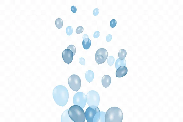 Boys birthday. Composition of vector realistic blue balloons isolated on transparent background. Balloons isolated. For Birthday greeting cards or other designs — Stock Vector