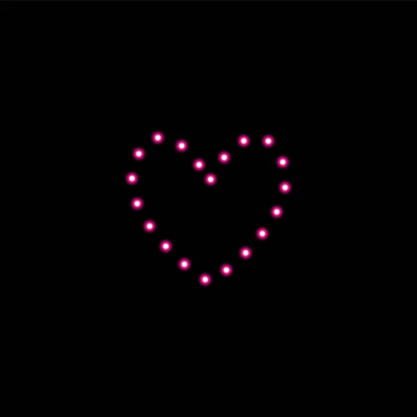 Srdce růžových lamp na černém pozadí. Denní karta valentinek. Srdce s nápisem Miluji tě. Vektorová ilustrace — Stockový vektor