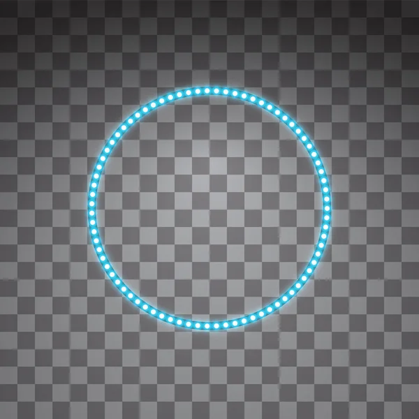 Cadres de cercle vectoriel led bleu brillant, éclairage au néon sur fond transparent. Bandes circulaires décoratives lumineuses de lampes écologiques à diode effet de lumière pour bannières, sites web — Image vectorielle