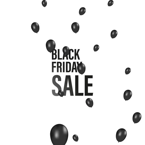 Black Friday Balonlar Arka Plan. Siyah Gerçekçi Balonlar Koleksiyonu. İş, Parti, Doğum Günü veya Tatiller için Cool Vektör İllüstrasyon. Zengin Vip Premium Şık Balonlar Uçan İzole — Stok Vektör