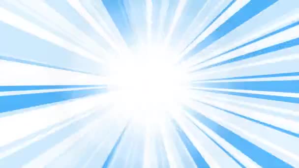 Weißer Sonnenbrand Starburst Strahlen Hintergrund. rotierende Sonnenstrahlen-Animation Hintergrund. beseelt strahlende Sonne gegen strahlend blauen Himmel — Stockvideo