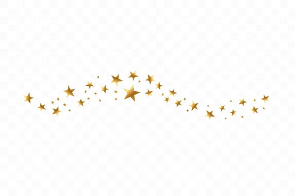 Падающие золотые звезды. Облако золотых звёзд изолировано на прозрачном фоне. Векторная иллюстрация — стоковый вектор