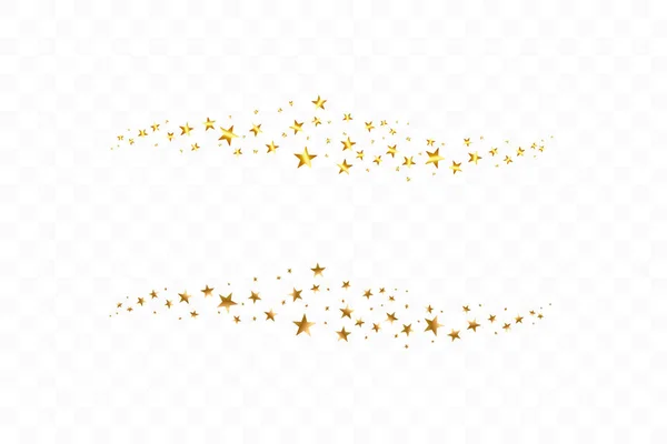 Düşen altın yıldızlar. Saydam arka planda izole edilmiş altın yıldız bulutu. Vektör çizimi — Stok Vektör