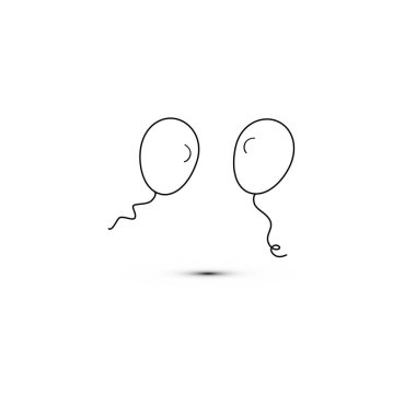 Sevgililer Günü 'nde ya da 8 Mart' ta aşk bayramı için güzel iki balonun basit düz stil ikonu. Vektör illüstrasyonu.