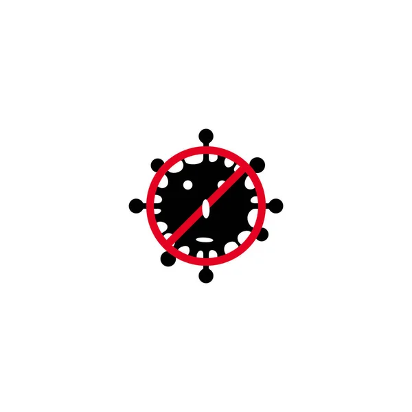 Coronavirus. Vektor koncept abstrakt illustration Stop CORONAVIRUS. Platt kontur ikoner av ett virus och en stoppskylt överstruken, coronavirus sing isolerad på vit bakgrund — Stock vektor