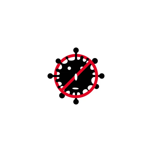 Coronavirus, 2019-nCoV, Covid-19. Vektor koncept abstrakt illustration Stop CORONAVIRUS. Platt kontur ikoner av ett virus och en stoppskylt överstruken, coronavirus sing isolerad på vit bakgrund. — Stock vektor