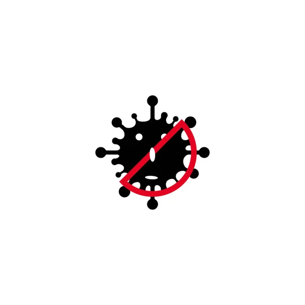 Coronavirus, 2019-nCoV, Covid-19. Vektor koncept abstrakt illustration Stop CORONAVIRUS. Platt kontur ikoner av ett virus och en stoppskylt överstruken, coronavirus sing isolerad på vit bakgrund — Stock vektor