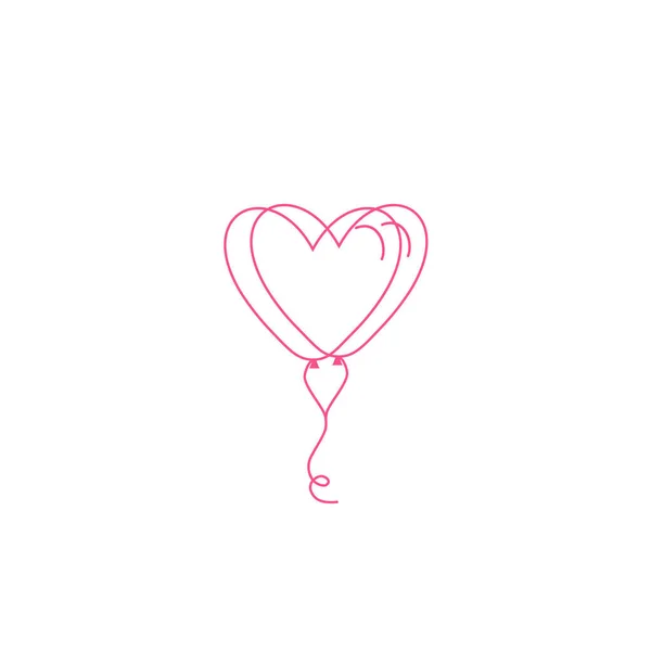 Ícone de estilo plano simples de belos dois balões na forma de corações para a festa do amor no Dia dos Namorados ou 8 de março. Ilustração . —  Vetores de Stock