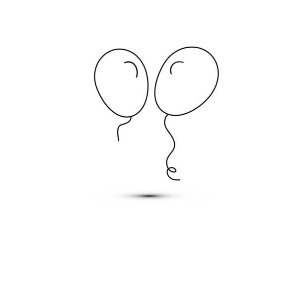 Eenvoudige platte stijl icoon van mooie twee ballonnen voor het feest van de liefde op gelukkige moeders dag. Vectorillustratie. — Stockvector
