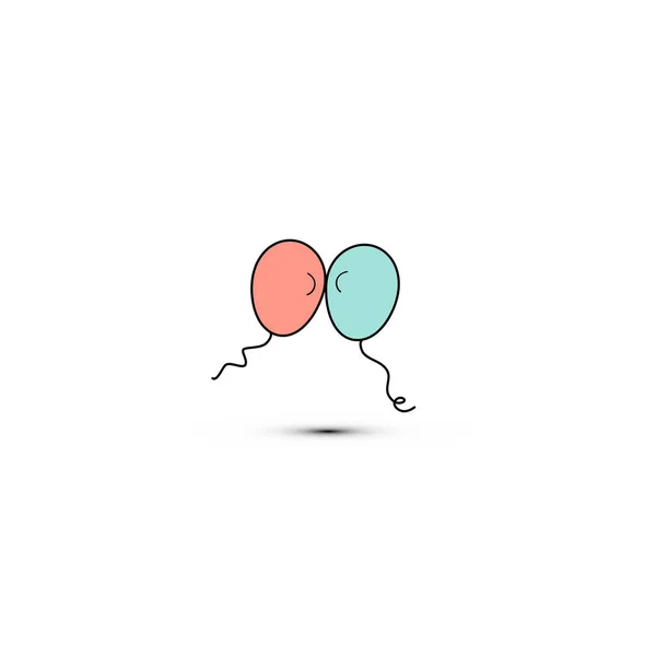 Simple flat style icon of beautiful 2 balloons for the feast of love on Valentines Day or March 8th. Векторная иллюстрация. — стоковый вектор