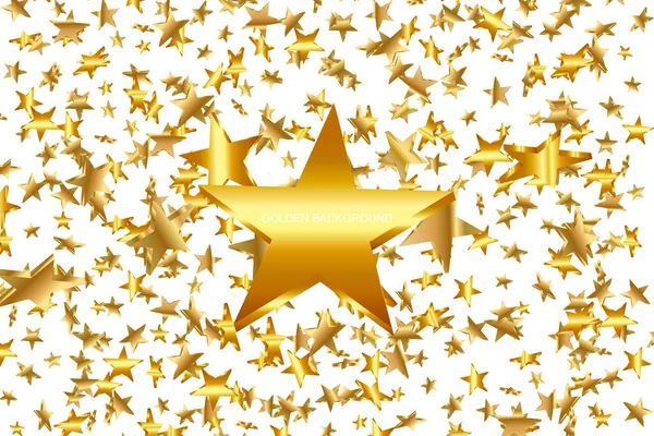 3D Star Falling. Gold Yellow Starry em fundo branco. Vector Confetti Star Background. Cartão Golden Starlit. Queda de Confetti Decoração caótica . — Vetor de Stock