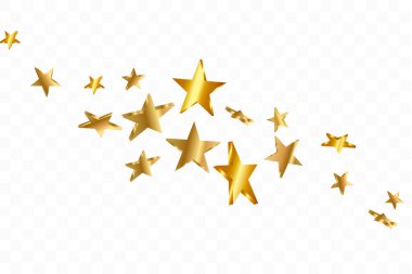 3D Yıldız Düşüyor. Şeffaf Arkaplanda Altın Sarı Yıldızlı. Vektör Konfeti Yıldızı Arkaplanı. Altın Yıldız Işıklı Kart. Konfeti Kaotik Dekorasyonu.