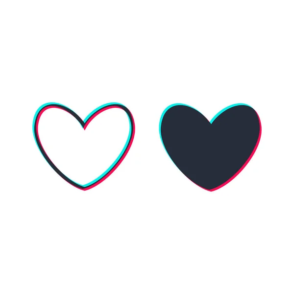 Icona della linea del cuore, segno, simbolo, logo. Segno tricolore. Concetto di social media. Illustrazione vettoriale. Tik Tok — Vettoriale Stock