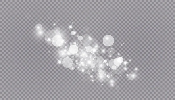 Efecto de luz brillante con muchas partículas de purpurina aisladas sobre fondo transparente. Nube estrellada vectorial con polvo. Decoración mágica de Navidad — Archivo Imágenes Vectoriales