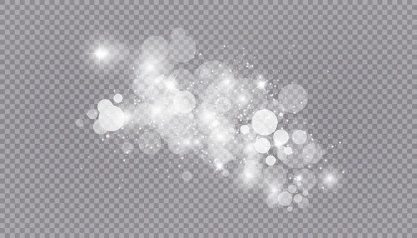 Светящийся световой эффект со множеством блестящих частиц, выделенных на прозрачном фоне. Векторное звездное облако с пылью. Волшебное рождественское украшение — стоковый вектор