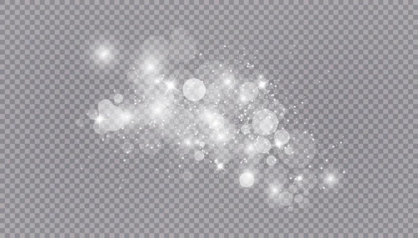 Efecto de luz brillante con muchas partículas de purpurina aisladas sobre fondo transparente. Nube estrellada vectorial con polvo. Decoración mágica de Navidad — Archivo Imágenes Vectoriales