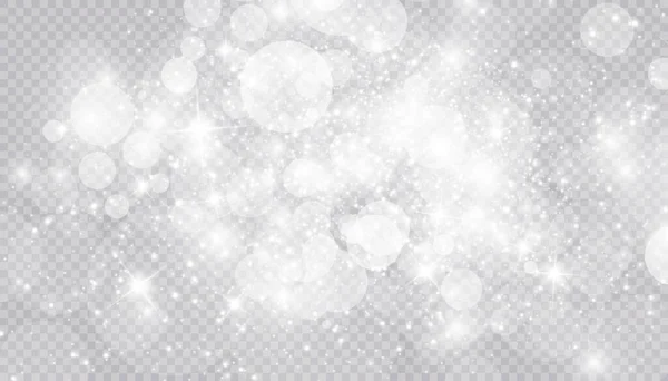 Glowing light effect with many glitter particles isolated on transparent background. Vector starry cloud with dust. Magic christmas decoration — Stock Vector