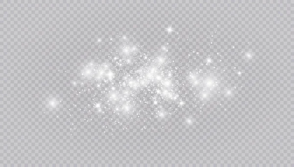 Efeito de luz brilhante com muitas partículas de brilho isoladas em fundo transparente. Nuvem estrelada de vetor com poeira. Decoração de Natal mágico — Vetor de Stock