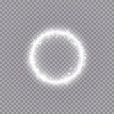 Kış boyunca, saydam arkaplanda yıldızlar, ışıltılar ve kar taneleri olan bir sınır. Kutlama afişi, yeni yıl tebrik kartı, kartpostal veya davetiye vektör ilüstrasyonu