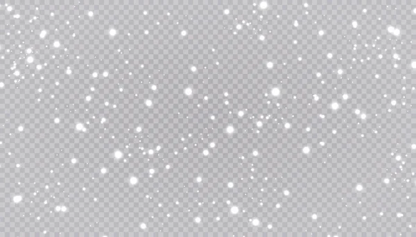 白雪在透明的背景上飞舞.圣诞节的雪花。冬季暴风雪背景说明. — 图库矢量图片#