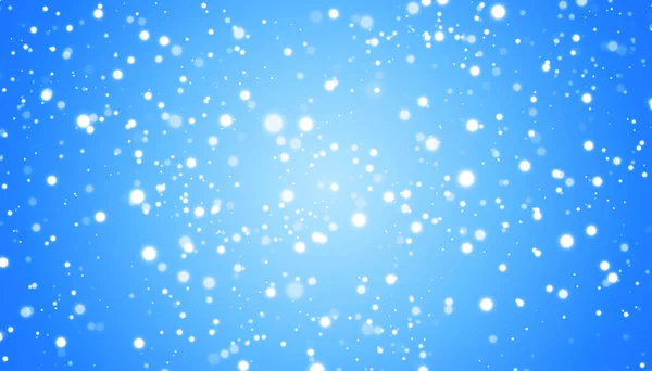A neve branca voa sobre um fundo azul. Flocos de neve de Natal. Inverno nevasca fundo ilustração. — Vetor de Stock