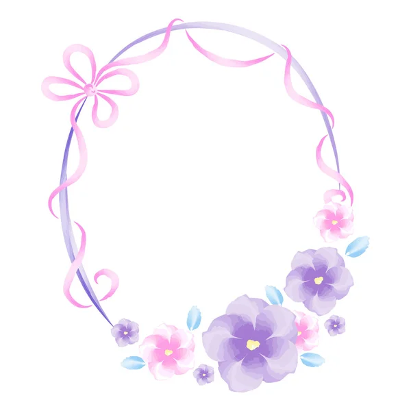 Trendy Frame Met Aquarel Bloem Zomer Bloemen Met Viooltjes Roze — Stockvector