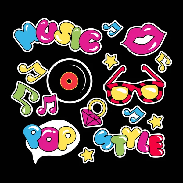 Moda yama rozetleri dudakları ve makyaj öğeleri pop sanat ile