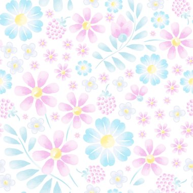 Suluboya çiçek trendy deseni. Yaz chamomiles ile çiçek. Kumaş için.