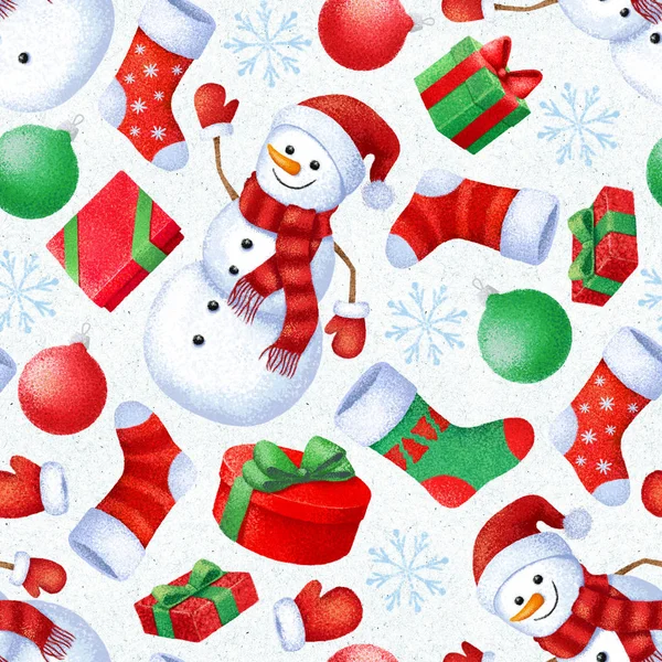 Problemfri mønster med nytår og jul attributter. Baggrund for gavepapir eller tekstil . - Stock-foto