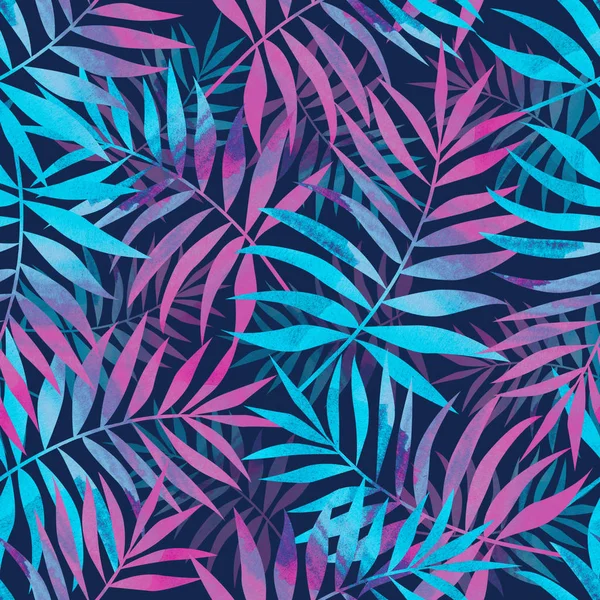 Padrão Sem Costura Com Folhas Palma Tropicais Brilhantes Ilustração Elegante — Fotografia de Stock