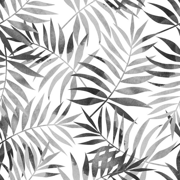 Tropikal palmiye ile Seamless modeli beyaz zemin üzerine bırakır. Şık illüstrasyon