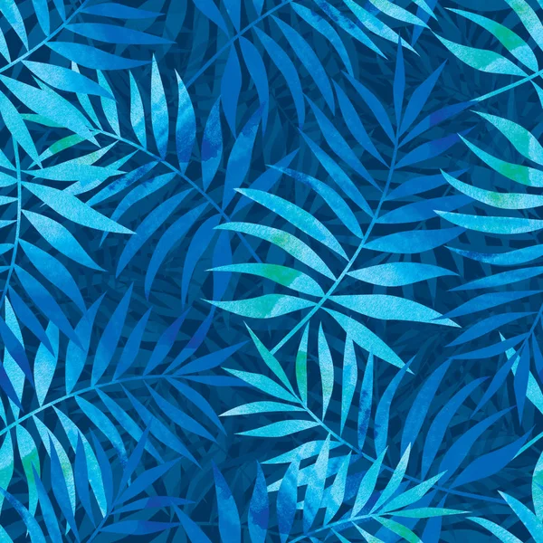 Бесшовный Тропический Узор Голубыми Темно Синими Листьями — стоковое фото