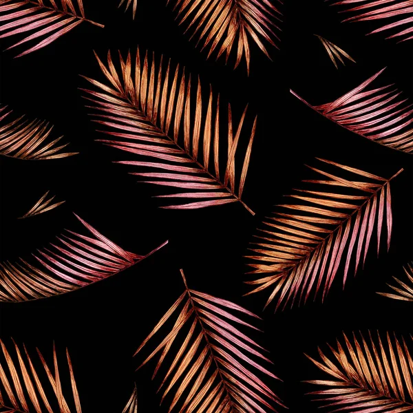 Бесшовный Рисунок Тропическими Пальмовыми Листьями Фон Стильная Иллюстрация — стоковое фото