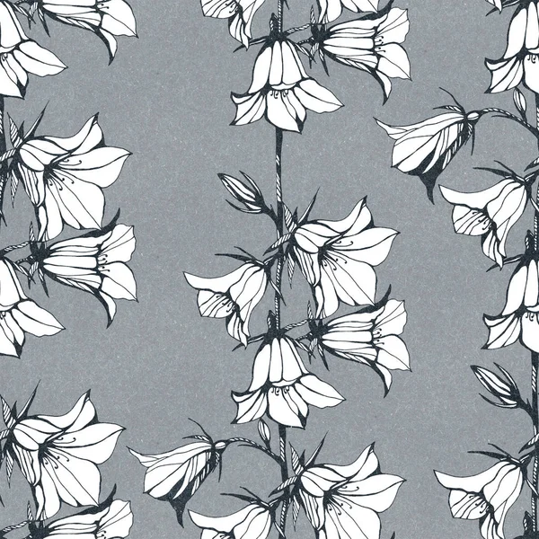 Kağıt arka plan üzerinde sorunsuz çiçek deseni. Elle çizilmiş mürekkep illüstrasyon. Duvar kağıdı veya kumaş tasarım. Şık illüstrasyon.