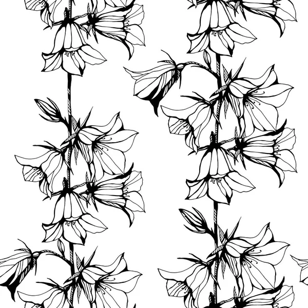 シームレスな花模様 手描きのインクのイラスト 壁紙やファブリックのデザイン スタイリッシュなイラスト — ストック写真