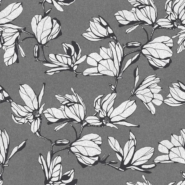 Vintage seamless pattern. Hand drawn ink illustration. Magnolia flower. Textile or paper design