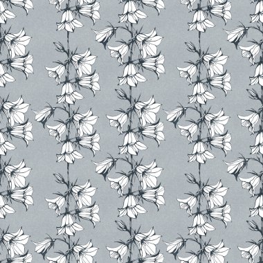 Kağıt arka plan üzerinde sorunsuz çiçek deseni. Elle çizilmiş mürekkep illüstrasyon. Duvar kağıdı veya kumaş tasarım. Şık illüstrasyon.