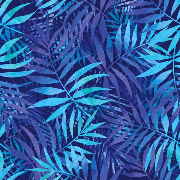 Бесконечный Узор Синими Листьями Фон Текстиля Ткани Стильная Иллюстрация — стоковое фото