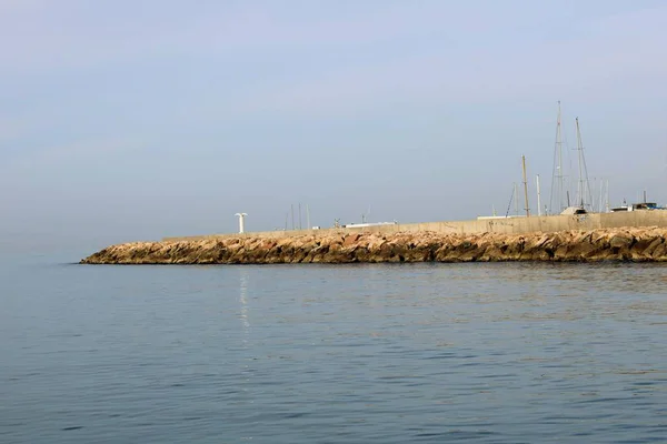 Une Journée Ensoleillée Sur Quai Port Pêche — Photo