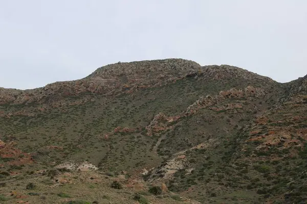 Küçük bitki örtüsü ile kayalık dağ güzel görünüm